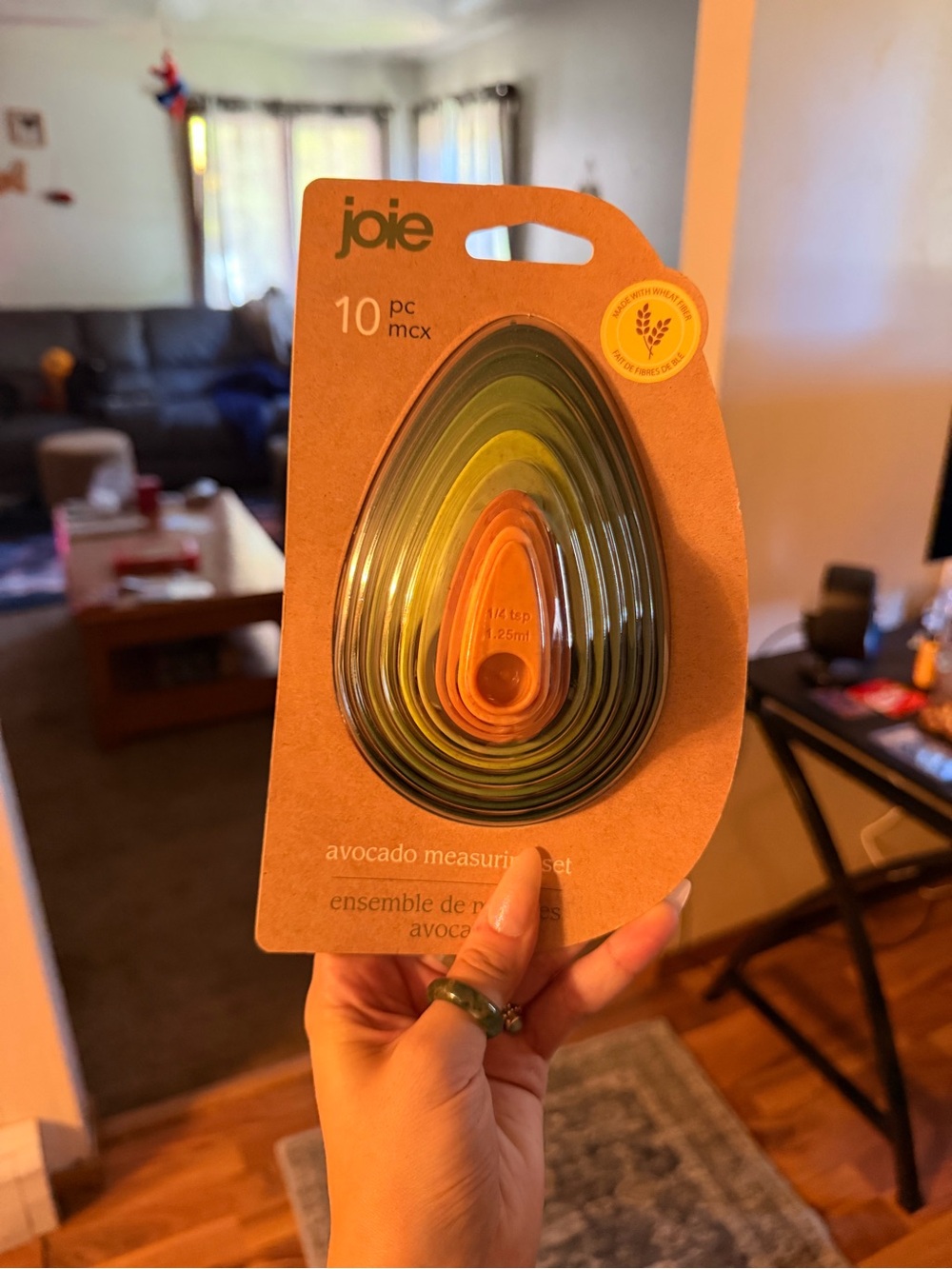 Joie Avocado Nesting Measuring Cups - Green Ombre with Orange Center